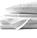 CCWB 100% Egyptian Cotton Bed Sheets 750 Thread Count Sateen Finish Luxuries Hotel Quality (White, Queen - 4 Pieces Sheet Set)