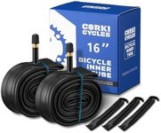 Corki Cycles 16 Inch Bike Tube 2 Pack, Stroller Tire Tube 16” x 2.2 2.25 2.3 2.35 2.4 Schrader Valve 32mm, Butyl Rubber Bicycle Tube Replacement