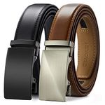 Ratchet Belts for Men 2 Pack - 1 3/8" Leather Belts Men - Design Belt Meet Almost Any Occasion and Outfit