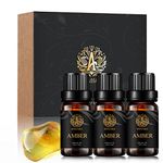 100% Pure Amber Essential Oil for Humidifier, 3x10ml Aromatherapy Essential Oil Amber for Diffuser, Amber Oil for Candle Making