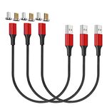 NetDot Gen10 Micro usb and USB-C Nylon Braided Magnetic Fast Charging Cable with Side LED compatible with Android Device(0.3m/3 pack red)