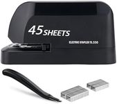 Heavy Duty Electric Stapler Value Pack, 45 Sheet Capacity, Includes 1500 Staples & Staple Remover, No-Jam, Faster Stapling, Automatic Stapler Desktop,AC Adapter Powered (Black)