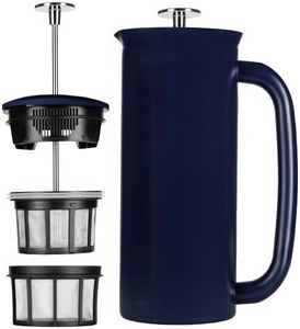 ESPRO - P7 French Press - Double Walled Stainless Steel Insulated Coffee and Tea Maker with Micro-Filter - Keep Drinks Hotter for Longer, Perfect for Home (Aegean Blue, 18 Oz)