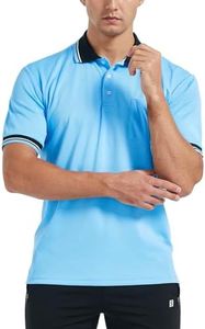 FitsT4 Short Sleeve Polo Shirt Baseball/Softball Umpire Jersey/Referee Uniform - Sized for Chest Protector Light Blue L