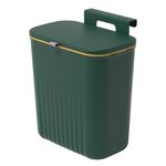 Bncxdc Kitchen Bin, Kitchen Waste Bin with Cover, Home Recycle Hanging Trash Can, Wall Mounted Rubbish Bin for Kitchen Cabinet Bathroom Office, 9.5 Litres Under Kitchen Counter Bin, Green