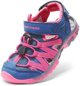 DREAM PAIRS Boys Girls Closed-Toe Outdoor Summer Sport Sandals for Toddler/Little/Big Kid,Size 2 Little Kid,Dark Blue/Hot Pink,181108K