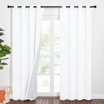 PONY DANCE Pure White Blackout Curtains for Bedroom - Soundproof Curtains Thermal Curtain with Black Lining 3 Layers Light Blocking for Living Room Nursery, 2 Panels, 52 x 84 Inch Drop