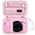 Canboc Carrying Case for Canon PowerShot G7 X Mark II/ G7 X Mark III / G5 X Mark II / G7X Digital Camera, Point and Shoot Vlogging Camera Bag, Zipper Mesh Pocket fits USB Cable, Pink