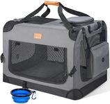 Morpilot 24-inch Portable Collapsible Dog Crate: Travel Dog Crate Soft-Sided for Small Medium Dogs up to 40lbs, with Foldable Bowl, Shoulder Strap & Storage Pockets, Grey
