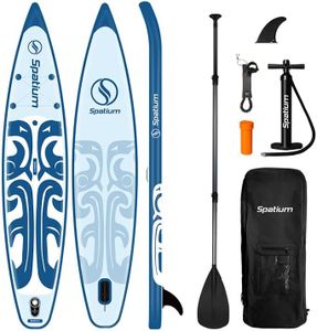 Spatium Inflatable Stand Up Paddle Board for Adults with Premium Sup Accessories Including Backpack,Fins, Leash, Paddle, Pump for Adults 350×80×15 cm Blue