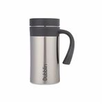 DUBBLIN Fresco Stainless Steel Tea Coffee Mug Double Wall Vacuum Insulated Travel Mug with Handle Leak Proof Lid, Wide Mouth Tumbler Thermos Flask Keeps Hot 6 Hours, Cold 12 Hours 500ML Silver