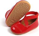 Baby Boy Girl Shoes Wedding Uniform Dress Shoes Soft Anti-Slip Sole Infant Toddler Walking Moccasins Newborn Crib First Walkers Prewalker Shoes, A04 Red, 3-6 Months Infant