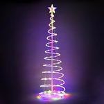 Yescom 6ft LED Spiral Christmas Tree Light 182 LEDs Battery Powered Indoor Outdoor Holiday Decoration Lamp Multi-Color