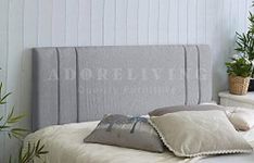 Divan Bed Headboard Rio Padded Chenille Fabric with Supplied Struts and Bolts (Light Grey, Kings Size 5 FEET)