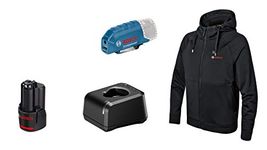 Bosch Professional GHH Heated Sweat Hoodie 12+18V XA, Size 3XL (Includes USB Charger Adapter GAA 12V-21 + GBA 12V 2.0Ah Battery + GAL 12V-20 Charger in Box)