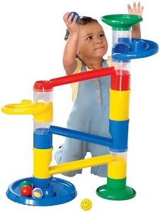 MindWare Junior Marble Run - My First Marble Run Set - Toddler Building Game - Marble Maze Toddler Building Toy Set with Oversized Marble Track Pieces and 5 Giant Marbles for Kids 12 Months and Up