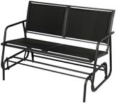 Incbruce Patio Rocking Chair with Textilene Fabric Outdoor Glider Bench for 2 Person, Seating Loveseat Steel Frame for Porch, Patio, Garden (Black)