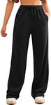 FACDIBY Wide Leg Sweatpants for Women Elastic High Waisted Drawstring Loose Pants with Pockets, 02-black, XX-Large