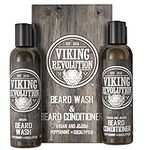 Viking Revolution - Beard Shampoo And Conditioner - Natural Beard Wash & Beard Conditioner With Argan & Jojoba Oils - Softens & Strengthens - Dad Gifts - Peppermint & Eucalyptus - 2 x 150 ml