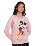 Amazon Brand - Symbol Women's Official Disney Cotton Blend Round Neck Sweatshirt SS23-D-SYM-WSWT-202_Blush_S