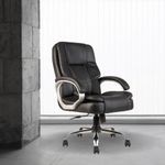 INNOWIN Venture Ergonomic Leatherette Executive Medium Back Revolving Desk Office Chair (Black)