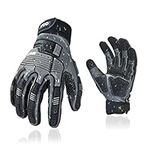 Vgo 1Pair Safety Leather Work Gloves,Mechanics Gloves,Impact Gloves,Anti-Vibration Gloves,Rigger Gloves,Heavy Duty,Water Resistant(XL,Grey,CA7722WR)