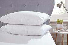 Night Comfort Hotel Quality Cotton Blend Pillow Firm Support for Side Sleeper - Fluffy Hollowfibre Filled Down Alternative Bounce Back White Large Pillows for Bed, Pack of 2