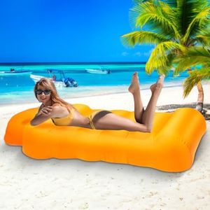 iCapeson Inflatable Couch - Rapid Inflation | Portable & Stylish Design - Ideal for Camping, Hiking, Pool, and Festivals - Strong Weight Capacity (Orange)