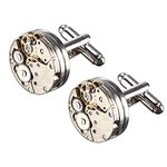 Cufflinks, Deluxe Steampunk Vintage Watch Movement Shape Cufflinks(1 pair), Come with Presentation Box, Valentines Festival Birthday Anniversary Graduation Gift for Men