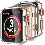 Delidigi Compatible with Apple Watch Screen Protector 42mm, 3 Pack Full Coverage Case TPU HD Clear Protective Cover for Apple Watch Series 3 2 1