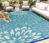 HEBE Outdoor Rug 9x12 ft Reversible Outdoor Area Rug Waterproof Patio Rug Mat Portable RV Camping Rug Modern Abstract Plastic Straw Carpet for Picnic Beach Balcony Pool Deck