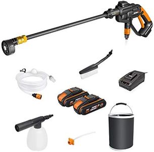 WORX 18V (20V MAX) Cordless Pressure Cleaner Washer Hydroshot WG620E.4, PowerShare, 5-in-1 Nozzle, Portable and Lightweight, 2 Batteries & 1 Charger Included