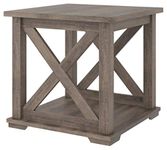 Signature Design by Ashley Arlenbry Farmhouse Square End Table with Lower Fixed Shelf, Brown with Weathered Oak Finish