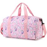 Duffle Bag for Girls,RAVUO Water Resistant Travel Overnight Weekend Bag Carry On Bag for Gym Sport Dance with Shoe Compartment and Wet Pocket Unicorn