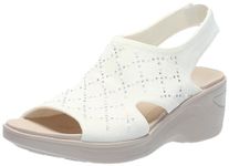 BZees Women's Destiny Bright Slingback Casual Sandal Heeled, Sugar Cream Fabric, 6 UK