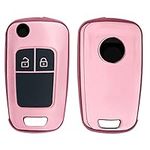 kwmobile Key Cover Compatible with Vauxhall (Opel) Chevrolet 2 Button Car Flip Key - Soft TPU Car Key Fob Protector Case - Rose Gold High Gloss