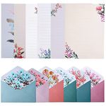 24 Pcs Stationery Paper and Envelopes Set Lined Letter Paper 16 Flower Writing Paper with 8 Envelopes Writing Stationery Paper Floral Stationery Paper Cute Stationery Set for Invitation Gifts Kids