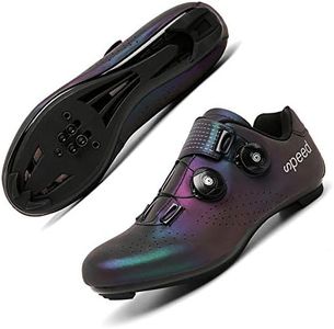 Chaussures de cyclisme pour homme et femme Lumineuses Chaussures Peloton Chaussures respirantes Compatibles avec SPD Look Delta Chaussures de cyclisme d'intérieur Bleu Magic Color 39 1 3 EU