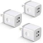 USB Charger, KENHAO 3-Pack 2.1A/5V Dual Port USB Wall Plug Power Adapter Charging Cube Brick Box Charger Block for iPhone 13/Pro Max/12/11 XR/XS/X/8/7/6 Plus/SE/5S, iPad, Samsung, Moto, Android Phone