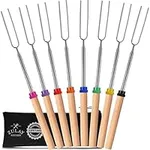 Zulay Marshmallow Roasting Sticks - Extendable Stainless Steel Smores Sticks For Campfire, Bonfire, Fire Pit - Marshmallow Sticks - Hot Dog Skewers - Camping Accessories Smores Kit - 32” Long (8 Pack)