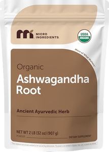 Micro Ingredients Organic Ashwagandha Root Powder | 2 Pound, No Filler, No Additives, Highly Purified | Active Withanolides, Adaptogenic Ayurvedic Herbal Supplements, No GMO, Gluten Free, India Origin