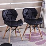 TIED RIBBONS Pack of 2 Designer DSW Chair for Bed Room, Office, Home, Living Room, Cafe, Side Chair, Accent Chair (Black, Leather)