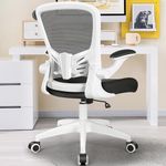 MINLOVE Office Chair Ergonomic Desk Chair with Lumbar Support and Height, Rolling Swivel Desk Chair with Wheels and Flip-up Arms, Breathable Mesh Executive Computer Chair for Home Office(White)