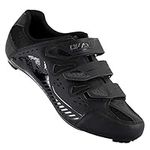 Hiland Unisex Wide Cycling Shoes Compatible with Peloton&Look Delta/Shimano SPD Cleats-3 Velcro Straps-Clip in Road/Mountain/Indoor Bike Shoes for Mens and Womens Black