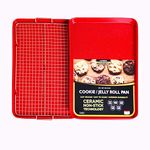 CasaWare Ultimate 3pc Ultimate Commercial Weight 15 x 10 x 1-inch Cookie Sheet/Cooling Grid Set (Red Granite)