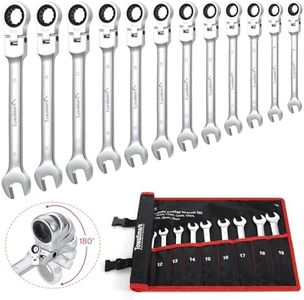 Towallmark 12-piece Flex-Head Ratcheting Combination Wrench Set, Metric, 8-19mm, 72-Teeth,Cr-V Constructed with Rolling Pouch