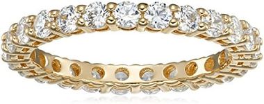 Amazon Collection Yellow-Gold-Plated Sterling Silver All-Around Band Ring set with Round Infinite Elements Cubic Zirconia (1 cttw), Size 6