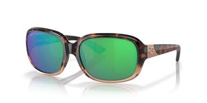 Costa Del Mar Women's Gannet Sunglasses, Shiny Tortoise Fade/Green Mirrored Polarized-580p, 58 mm