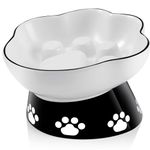 Slow Feeder Cat Bowl, Ceramic Raised Tilted Design Elevated Dog Food Bowls, 6.7 Inches Small Medium Breeds Indoor Pet Feeding Dishes for Dry and Wet Food Whisker Friendly Cat Food Bowl, Microwave Safe