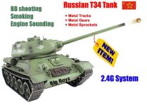 by Big Boyz radio remote control rc tank Heng Long 2.4G 6.0v T34/85 Shooting + Smoking + Engine Sounding 1/16 Pro (Metal) Version